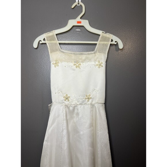 Growing Up Dress Girls Size 10 Ivory Formal Flower Girl Gown Jacket Bow Beaded - Picture 7 of 11